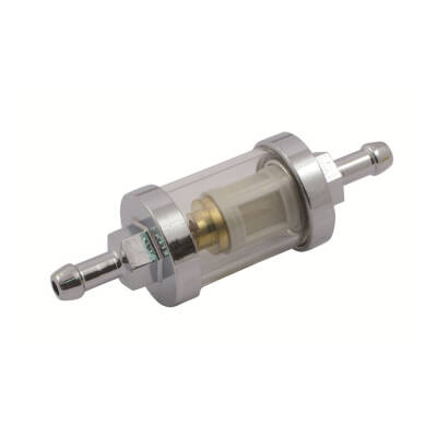 Clear-view fuel filter, 1/4" ID. Chrome