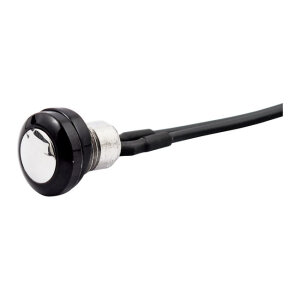 Smooth push button switch. two-tone black/polished