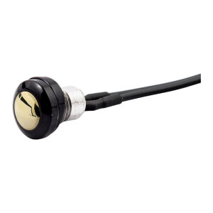 Smooth push button switch. two-tone black/brass