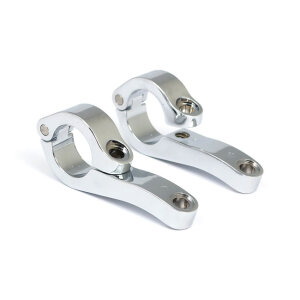 Engine guard clamp set, for spotlamps. long. Chrome