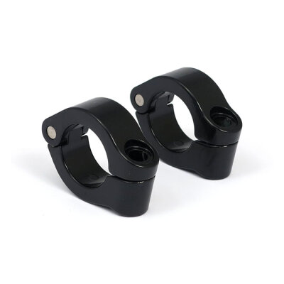 Engine guard clamp set, for spotlamps. short. Black