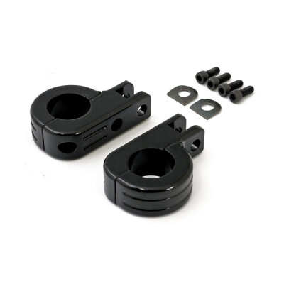 Engine guard foot peg mount kit. 1-1/4" (32mm) tubing. Black