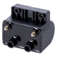 Late OEM style ignition coil. 12V, 4 ohm. Black