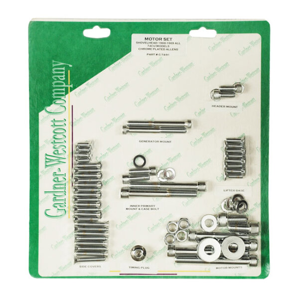 Motor screw sets, chrome allen