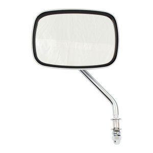 Late OEM style mirror, short stem, right side. Chrome