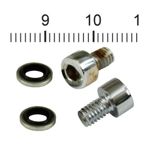 James Gaskets, fork slider drain screws. Chrome Allen head