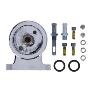 S&S, Twin Cam billet oil filter mount kit. Chrome