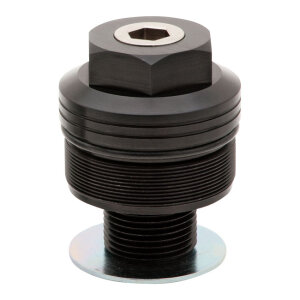 Burly, 49mm fork spring preload adjusters. Black anodized