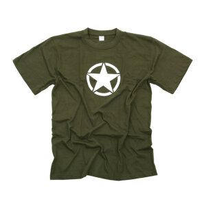 Army Surplus White star t-shirt green Size L