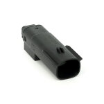 NAMZ, Molex MX-150 connector. Black, receptacle, 2-pin