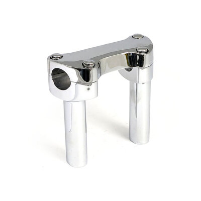 4.5" rise handlebar riser set + top clamp. Chrome
