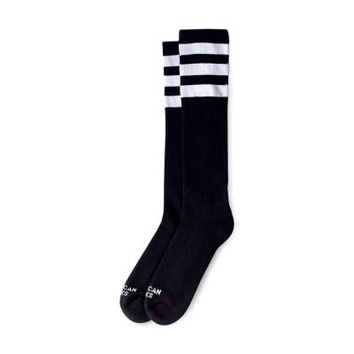 American Socks Knee high black triple white striped One size fits most; 49 cm
