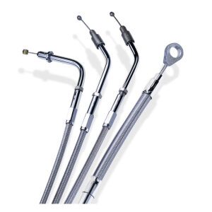 Barnett, univ. throttle cable +8". Braided clear coated