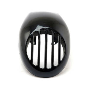 Upper headlamp fly fairing with integrated headlamp grill