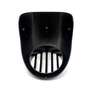 Upper headlamp fly fairing with integrated headlamp grill