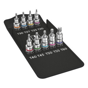 Wera Zyklop 1/2" drive Torx socket bit set holding...