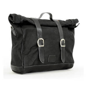 Longride, Old Chopper waxed cotton saddlebag. Black