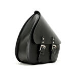 Longride, swingarm bag. Smooth, black leather. 7 liter