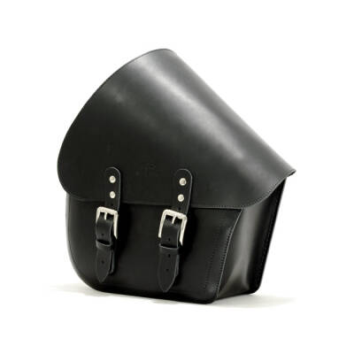 Longride, swingarm bag. Smooth, black leather. 11.6 liter