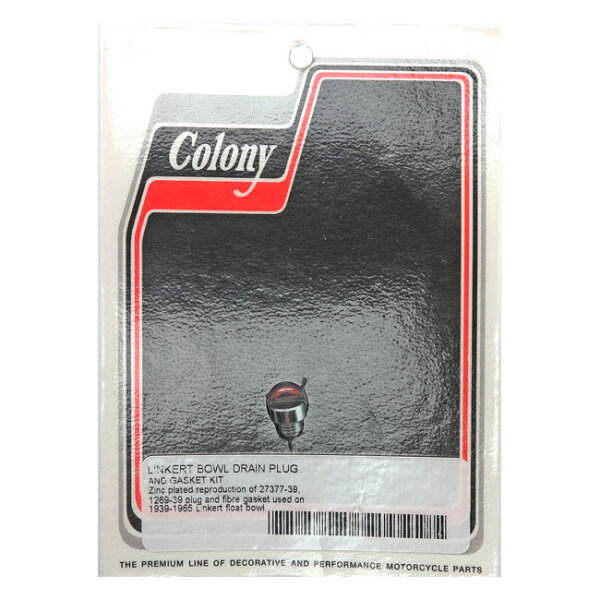 Colony, Linkert float bowl drain plug and gasket kit
