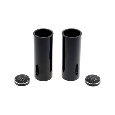 Cult-Werk, 4-piece fork tube cover kit. Gloss black. Logo