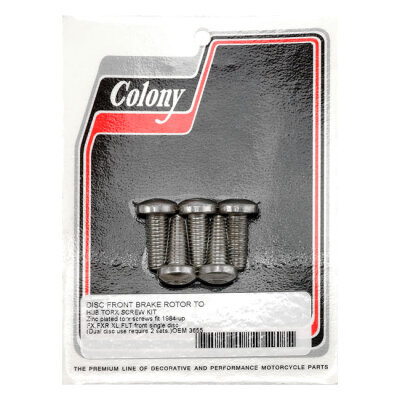 Colony, front brake rotor bolt kit. Zinc