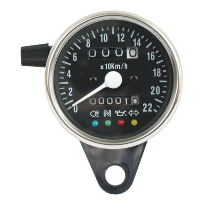 LED mini speedo 2:1 mph. Chrome with black face plate