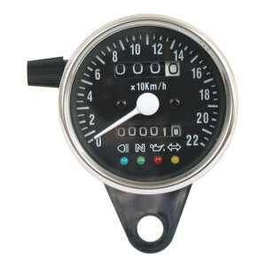 LED mini speedo 2:1 mph. Chrome with black face plate