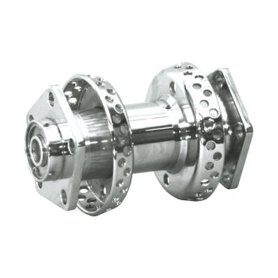CHROME DUAL FLANGE HUB, 7/16 & 3/8 HOLES