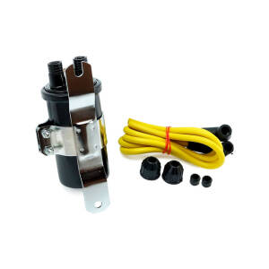 Round custom ignition coil kit, 12v. Black