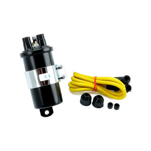 Round custom ignition coil kit, 6v. Black