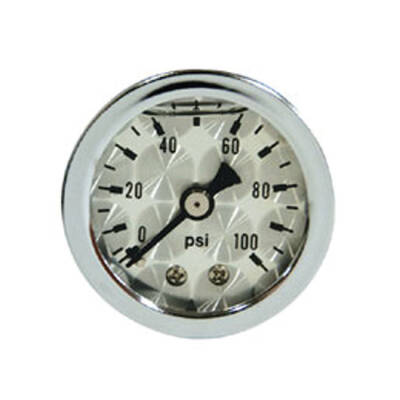 Oil pressure gauge, Engine-Turned face. 0-100 PSI