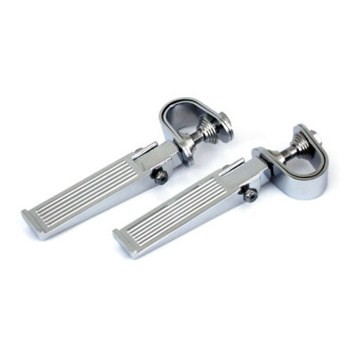 Ribbed foot peg set. Clamp-on. Chrome