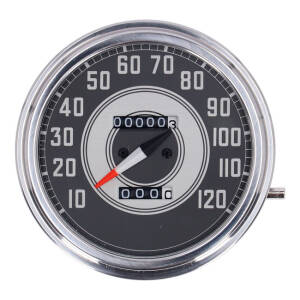 FL speedometer, 41-45 face, silver/black. 1:1 mph