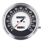 FL speedometer, 68-72 face, black/silver. 2:1 mph