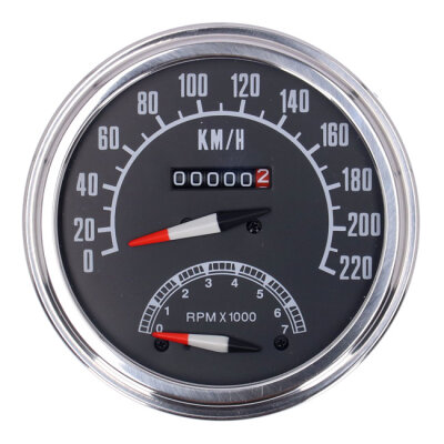 FL speedo/tachometer, 73-84 face, black. 1:1 kmh