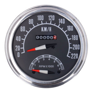 FL speedo/tachometer, 73-84 face, black. 1:1 kmh