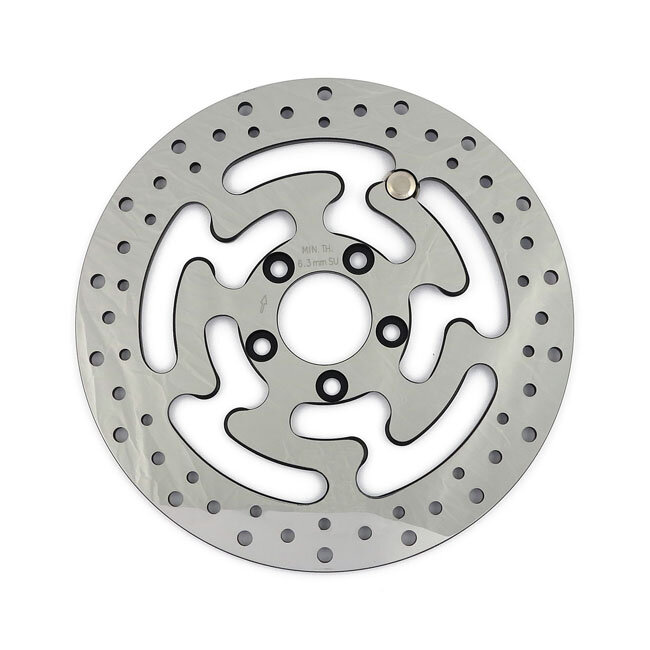 Brake rotor rear, drilled. Polished stainless steel