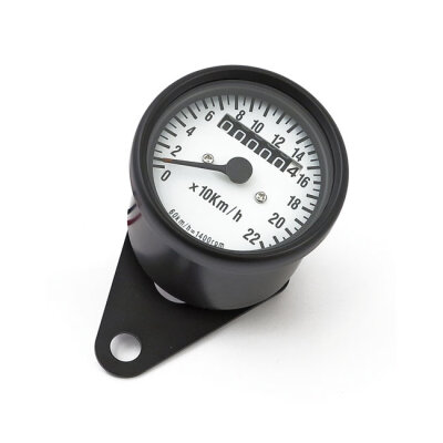 Mini speedometer, 2:1 KHm black with white face plate