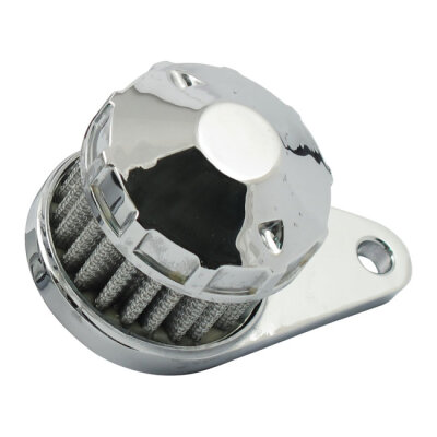 Crankcase breather filter, cone top. Chrome