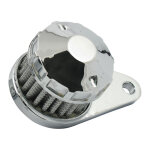Crankcase breather filter, cone top. Chrome