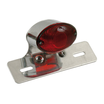 Medium cateye taillight. Chrome. Aluminum bracket