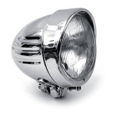 Bullet 4-1/2" duplo headlamp. Ribbed. visor. Chrome