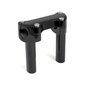 4.5" rise handlebar riser set + top clamp. Black