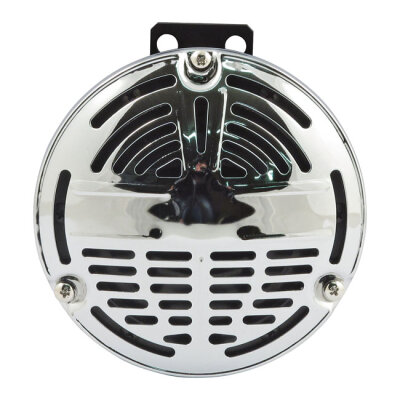 OEM style 5-1/2" springer horn. Chrome. 6-Volt