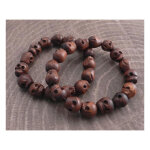 AmiGaz wood skull bead bracelet set