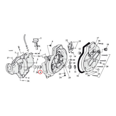 Pinion shaft bearing, XL Sportster. White/Gray