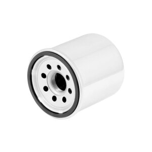 K&N, spin-on oil filter with top nut. Chrome