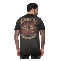 Lucky 13 Amped T-shirt washed black Male EU size 2XL