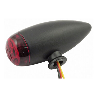 Micro bullet LED taillight set. Black. Red lens